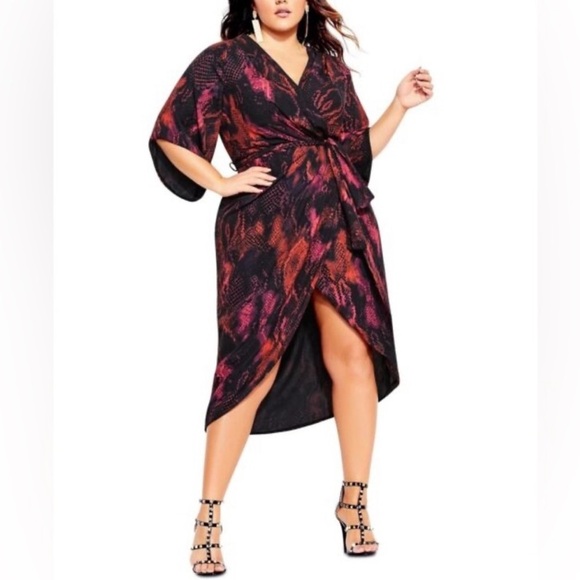 City Chic Dresses & Skirts - NWT City Chic Garnet Slither Surplice Wrap Dress